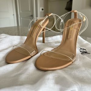 New and never worn clear and neutral pumps